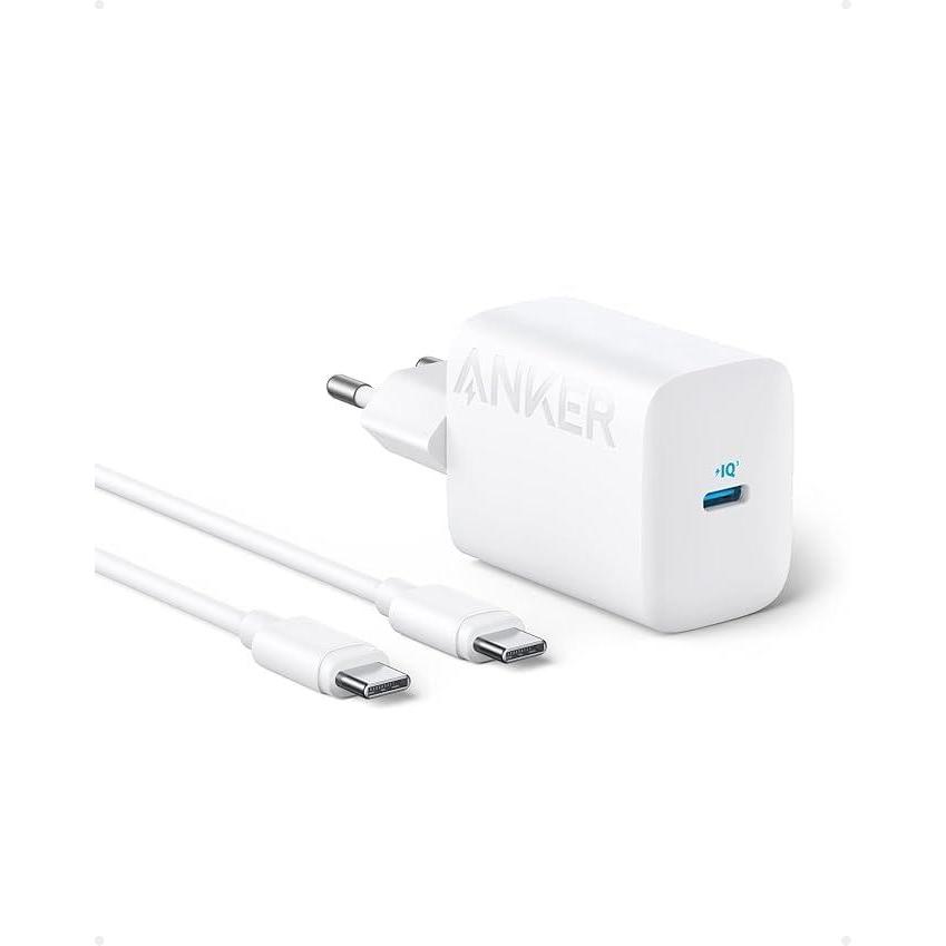 imageChargeur USBC 30 W Chargeur Anker 312 avec Design Compact Charge Rapide Haute Vitesse pour Samsung S23 MacBook Air iPad Pro et Pluscble de 15 m Inclusblanc