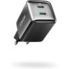 Anker Chargeur 521, Anker Nano Pro, Bloc d&rsquo;alimentation Compact 40 W PIQ 3.0 à Double Port USB-C, Compatible avec iPhone 16/15/14/13/12/11 Pro Max, iPad Mini, MacBook Air, et Plus Encore, Arctique(Noir)