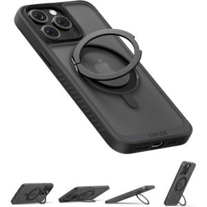 Anker FlexStand Coque magnétique pour téléphone, antidérapante, résiste aux Chutes, Coque de Protection avec Anneau Support, Compatible MagSafe, conçu exclusivement pour iPhone 15(15,5 cm)