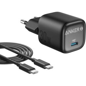 Anker Zolo Chargeur iPhone GaN compact 30 W, port USB C, contrôle de température amélioré, petit format, recharge 3 x plus rapide, pour iPhone 17/16/15/14/13, iPad, Samsung Galaxy S24/S23, Pixel, etc.(Noir)
