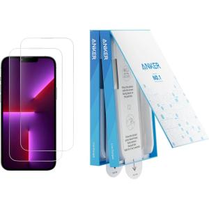 Anker écran de protection durable pour iPhone 14 Pro(2 filtres), verre Corning, installation facile et rapide, Ultra HD 8K, dureté 9H, résiste aux rayures et aux impacts, garantie 12 mois(Clear)