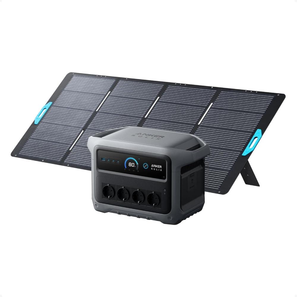 imageStation lectrique portable Anker SOLIX C1000 Gen 2 et panneau solaire 200 W gnrateur solaire 2 000 W pic 3 000 W charge totale en 49 min batterie LiFePO4 1 024 Wh pour les coupures de courantC1000 Gen 2400W