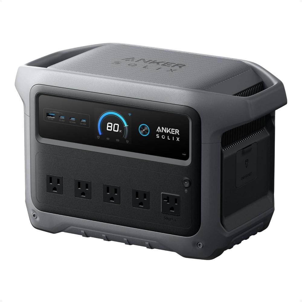 imageStation lectrique portable Anker SOLIX C1000 Gen 2 et panneau solaire 200 W gnrateur solaire 2 000 W pic 3 000 W charge totale en 49 min batterie LiFePO4 1 024 Wh pour les coupures de courantC1000 Gen 2