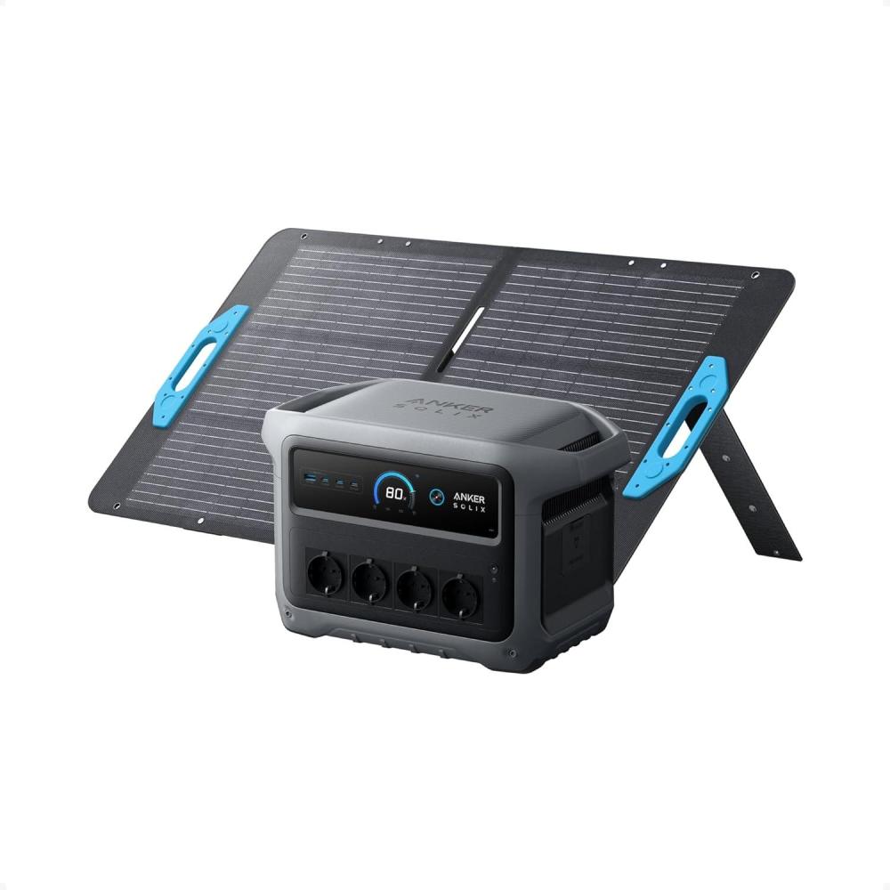imageStation lectrique portable Anker SOLIX C1000 Gen 2 et panneau solaire 200 W gnrateur solaire 2 000 W pic 3 000 W charge totale en 49 min batterie LiFePO4 1 024 Wh pour les coupures de courantC1000 Gen 2100W