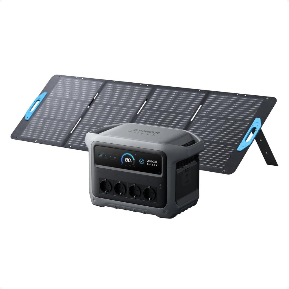 imageStation lectrique portable Anker SOLIX C1000 Gen 2 et panneau solaire 200 W gnrateur solaire 2 000 W pic 3 000 W charge totale en 49 min batterie LiFePO4 1 024 Wh pour les coupures de courantC1000 Gen 2200W