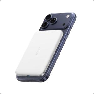 Anker Nano Batterie Externe certifiée Qi2 15W magnétique Ultra-Fine 5000 mAh, Rapide, Ergonomique et Compatible MagSafe, Uniquement pour iPhone 16 Pro Max/15/14/13/12(blanc)