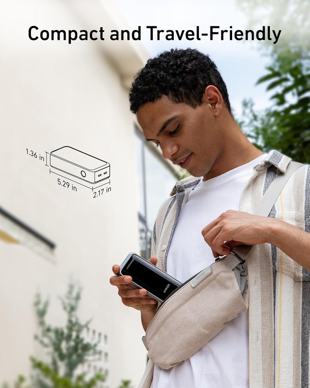 imageAnker Prime Batterie Externe 12000 mAh Banque dalimentation Chargeur Portable 2 Ports avec Sortie 130 W Affichage Numrique Intelligent Compatible avec Les iPhone sries 16151413