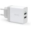 Anker Chargeur USB 24W 2 Ports, Chargeur Secteur Mural Prise USB Multiple Adaptateur Universel PowerIQ pour iPhone, iPad, Samsung Galaxy/Note, LG, Nexus etc[Version améliorée](Blanc)