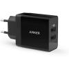 Anker Chargeur USB 24W 2 Ports, Chargeur Secteur Mural Prise USB Multiple Adaptateur Universel PowerIQ pour iPhone, iPad, Samsung Galaxy/Note, LG, Nexus etc[Version améliorée](Noir)
