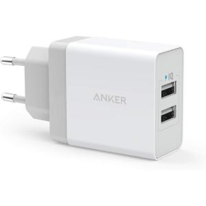 Anker Chargeur USB 24W 2 Ports, Chargeur Secteur Mural Prise USB Multiple Adaptateur Universel PowerIQ pour iPhone, iPad, Samsung Galaxy/Note, LG, Nexus etc[Version améliorée](Blanc)