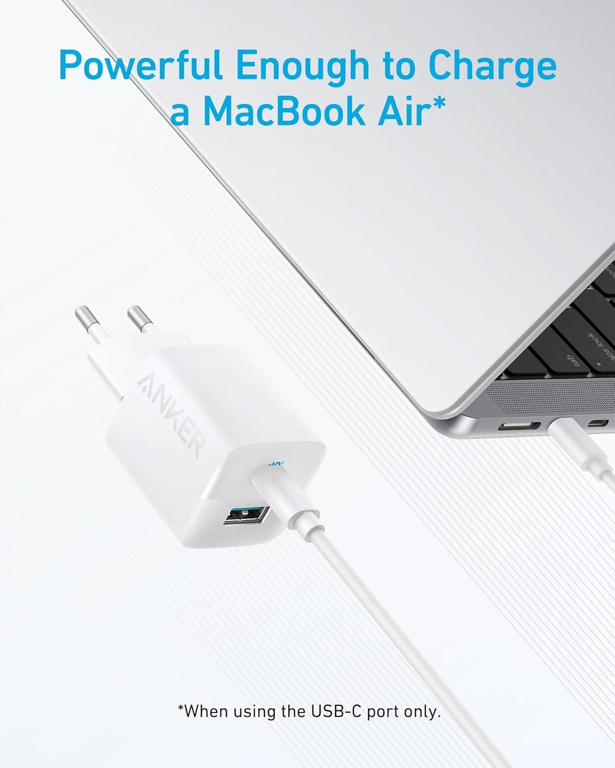 imageAnker Chargeur iPhone 323 33W Chargeur Rapide 2 Ports USB A et USB C Compact pour iPhone 1616 Plus16 Pro Max151413 Pixel Galaxy iPadiPad Mini et Plus cble Non Inclus Blanc