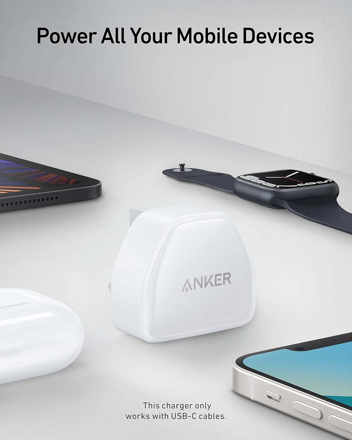 imageAnker Nano Chargeur iPhone 20 W PIQ 30 Chargeur USB C Compact PowerPort III pour iPhone 1616 Plus16 Pro Max1514131211 Galaxy Pixel 43 iPad AirPods Pro et AutresWhite