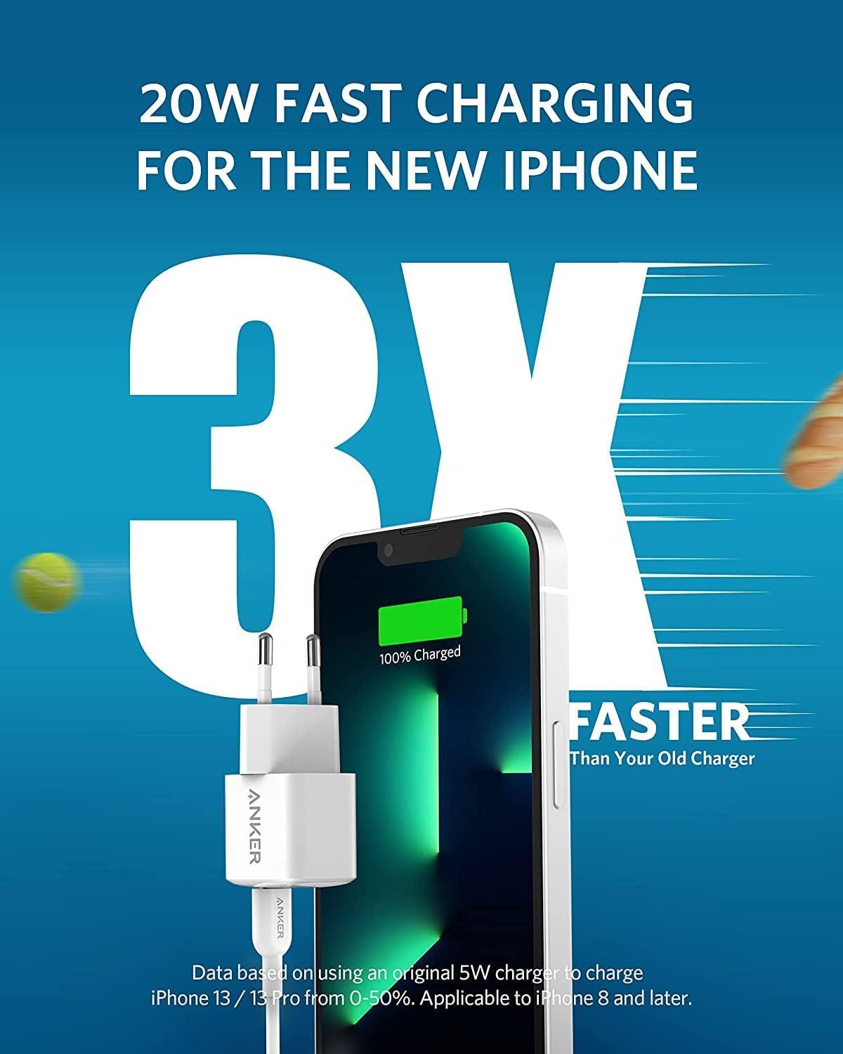 imageAnker Nano Chargeur iPhone 20 W PIQ 30 Chargeur USB C Compact PowerPort III pour iPhone 1616 Plus16 Pro Max1514131211 Galaxy Pixel 43 iPad AirPods Pro et AutresWhite