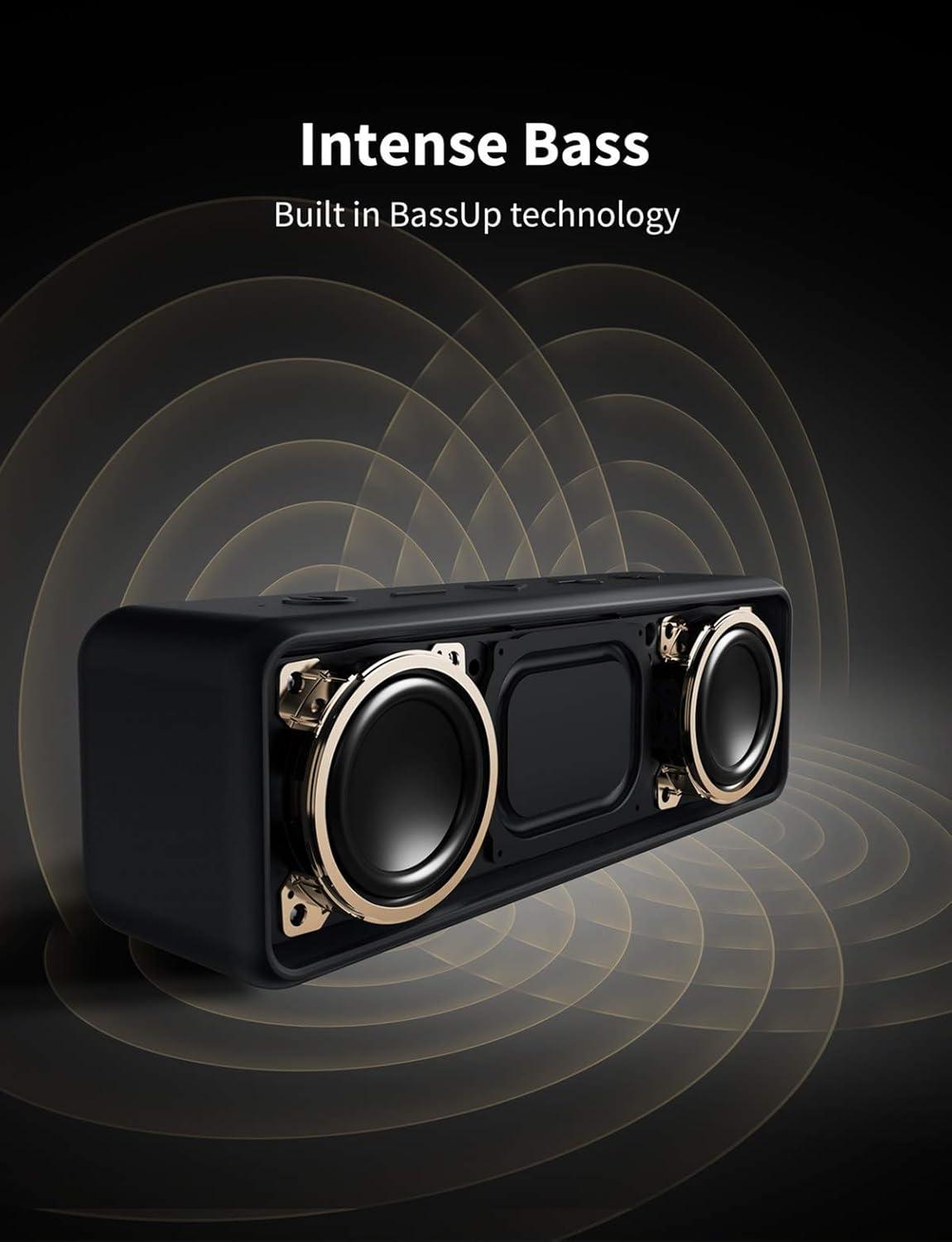 imageSoundcore Anker 2 Enceinte Bluetooth Enceinte Bluetooth Puissante sans Fil avec Basses Puissantes Autonomie de 24 Heures Port de 20 m Etanche Waterproof IPX7 et Microphone IntgrNoir