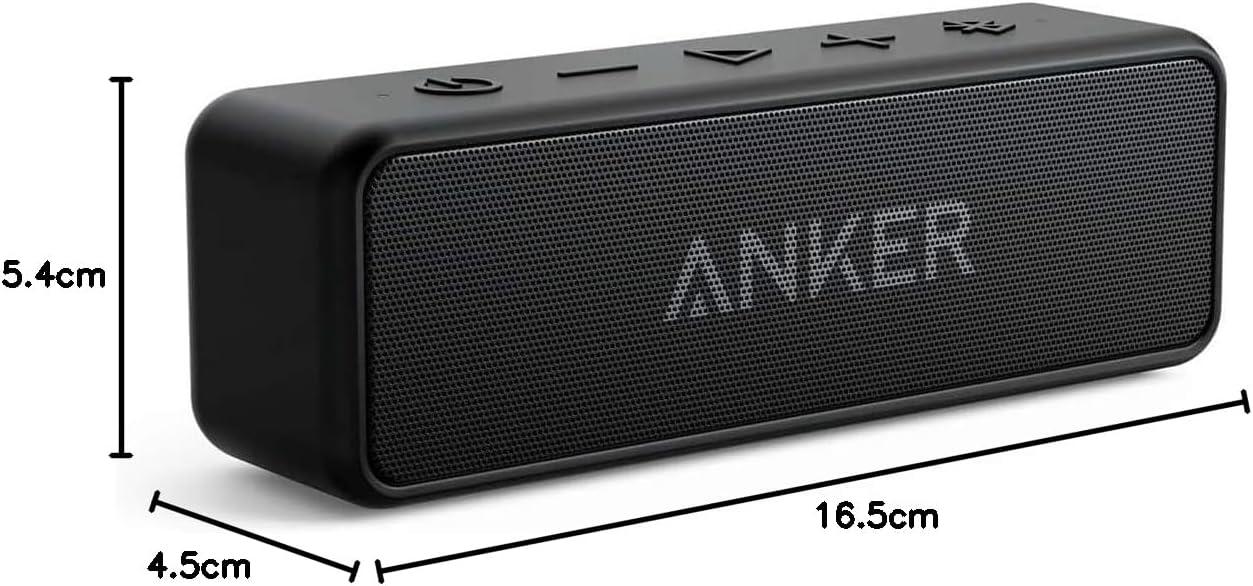 imageSoundcore Anker 2 Enceinte Bluetooth Enceinte Bluetooth Puissante sans Fil avec Basses Puissantes Autonomie de 24 Heures Port de 20 m Etanche Waterproof IPX7 et Microphone IntgrNoir
