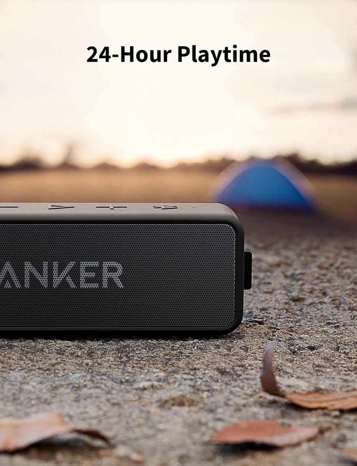 imageSoundcore Anker 2 Enceinte Bluetooth Enceinte Bluetooth Puissante sans Fil avec Basses Puissantes Autonomie de 24 Heures Port de 20 m Etanche Waterproof IPX7 et Microphone IntgrNoir