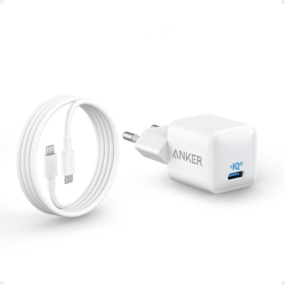 imageAnker 511 Chargeur iPhone USB C 20 W Rapide Durable et Compact PIQ 30 pour iPhone 1413 Galaxy Pixel 43 iPadiPad Mini 1 MFi Certified Cble USB C vers Lightning de 180 cm