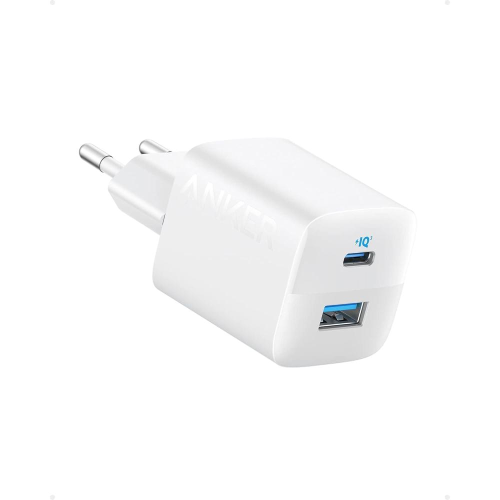 imageAnker Chargeur iPhone 323 33W Chargeur Rapide 2 Ports USB A et USB C Compact pour iPhone 1616 Plus16 Pro Max151413 Pixel Galaxy iPadiPad Mini et Plus cble Non Inclus Blanc