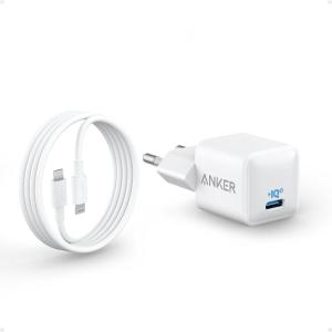 Anker 511 Chargeur iPhone USB C 20 W, Rapide, Durable et Compact PIQ 3.0, pour iPhone 14/13, Galaxy, Pixel 4/3, iPad/iPad Mini(+ 1 MFi Certified Câble USB C vers Lightning de 180 cm)