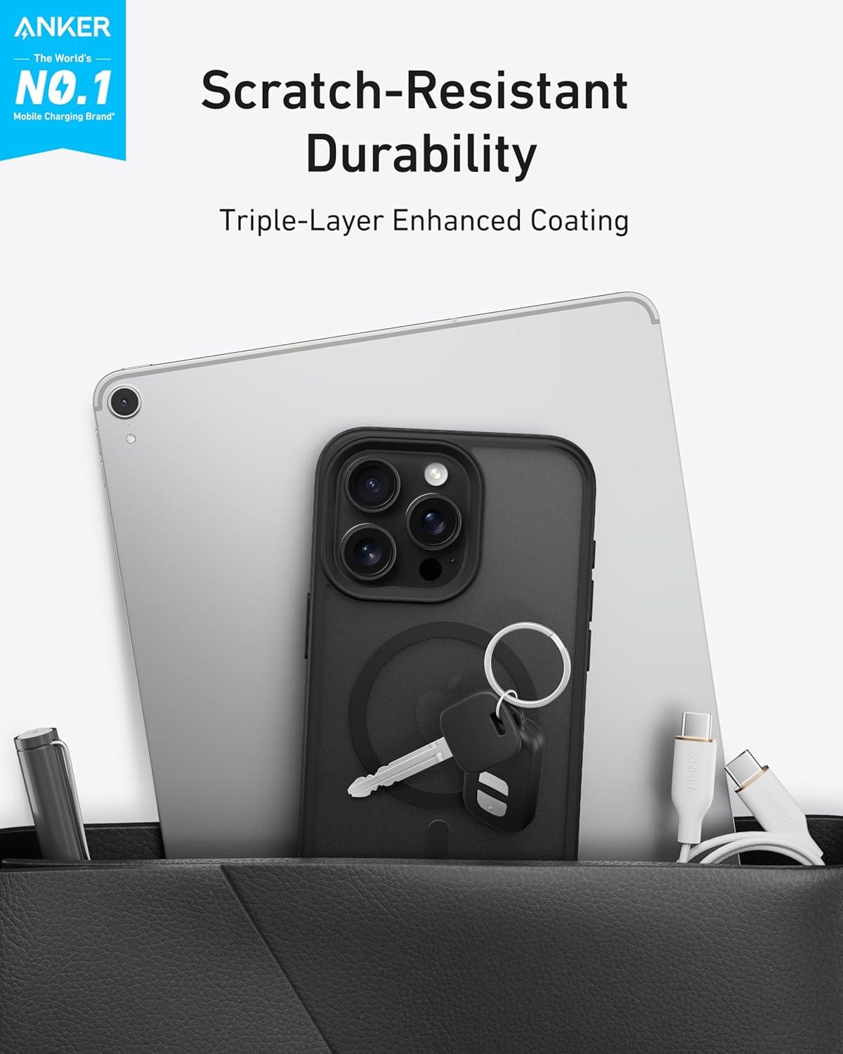 imageAnker MagGo Coque de protection magntique mate pour iPhone 16 Pro Max ultra fine rsistante aux rayures et robuste compatible avec MagSafe coque mate uniquement pour iPhone 16 Pro Max