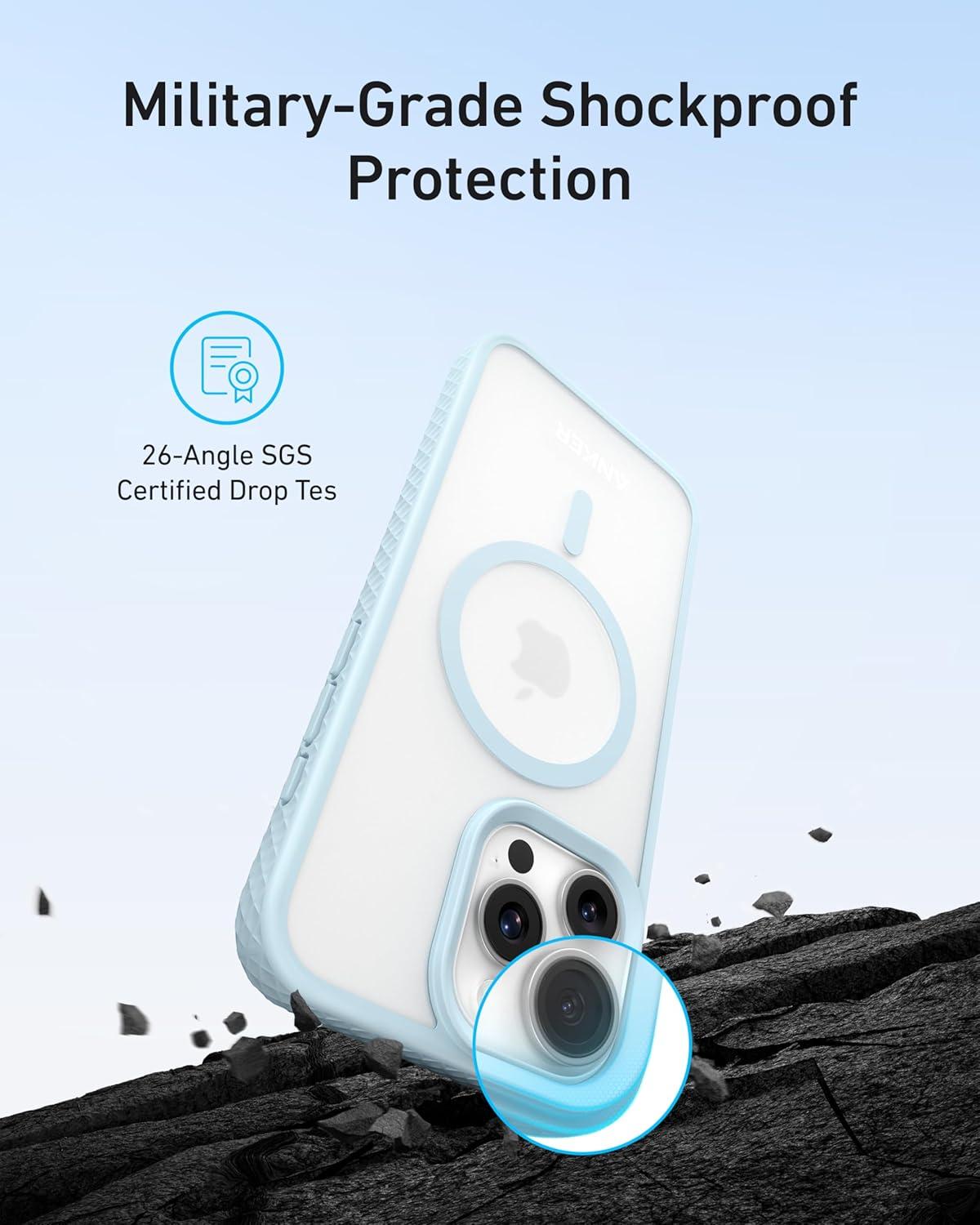 imageAnker MagGo Coque de protection magntique mate pour iPhone 16 Pro Max ultra fine rsistante aux rayures et robuste compatible avec MagSafe coque mate uniquement pour iPhone 16 Pro Max