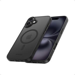 Anker Coque de téléphone pour iPhone 16 : coque de protection magnétique mate texturée de qualité militaire pour téléphone portable translucide – Coque de protection fine et résistante aux chocs